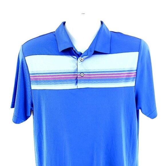 PGA Tour Medium Blue Purple‎ Striped Collared Polo Shirt - Picture 1 of 8